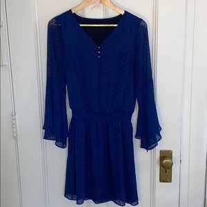 White House Black Market Blue Polkadot Dress